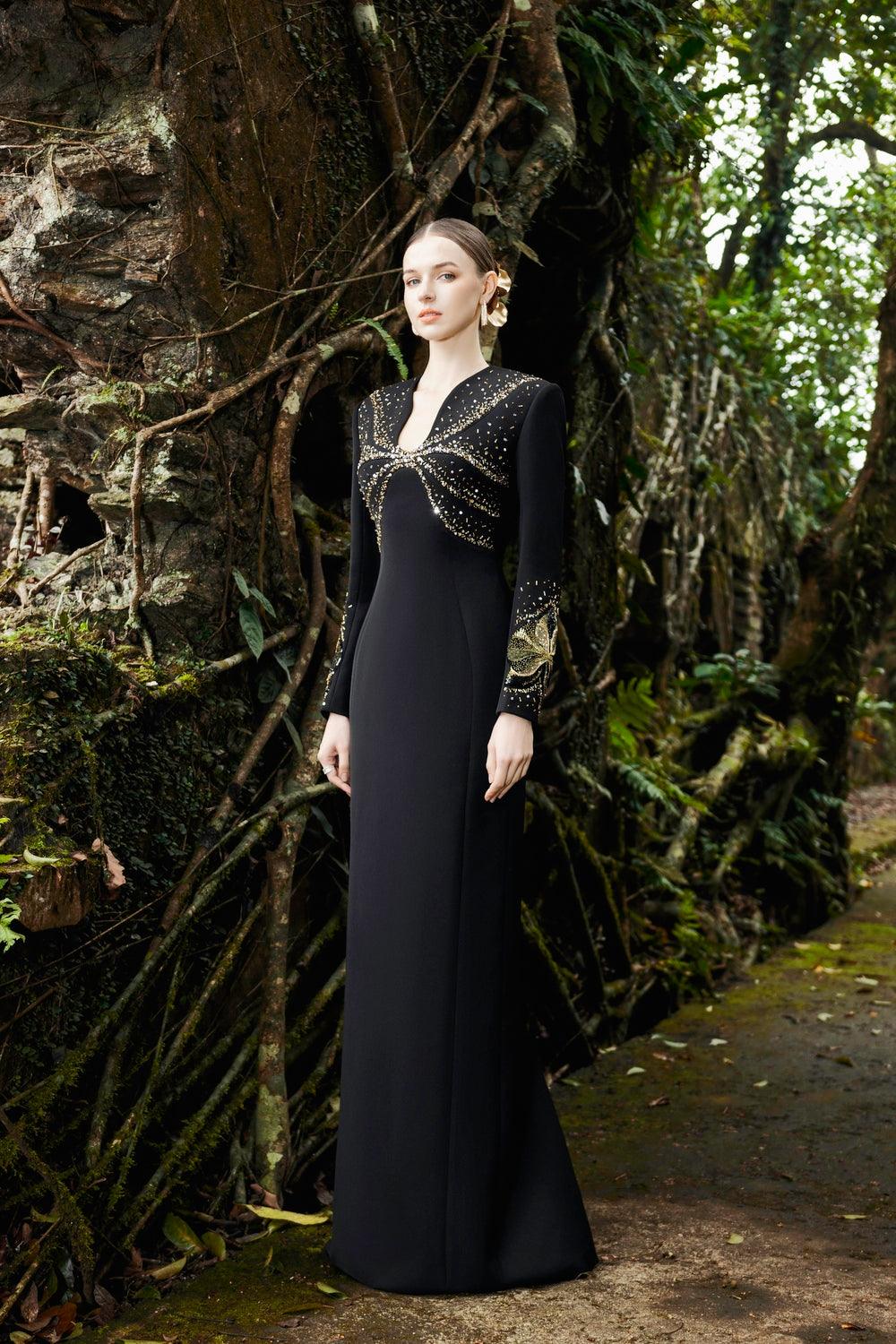 Orchid Embellished Stylized Neck Dress